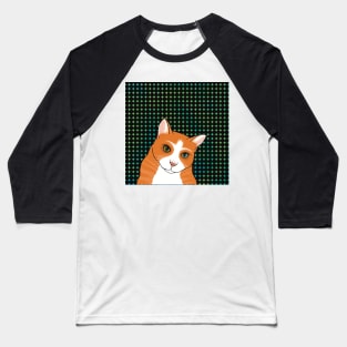 The Cute Ginger cat is watching you from an abstract pattern background Baseball T-Shirt